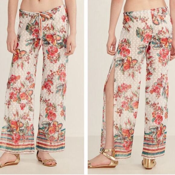 Becca by Rebecca Virtue Floral Crochet Lace Slit Wide Leg Swim Cover Size Small - Picture 1 of 10